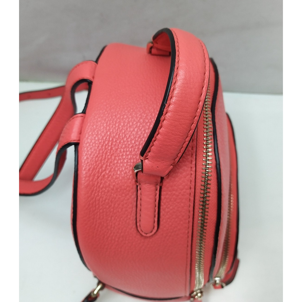Kate Spade New York Jackson Coral Red Pebbled Leather Zipper Top Handle Backpack - Picture 4 of 16